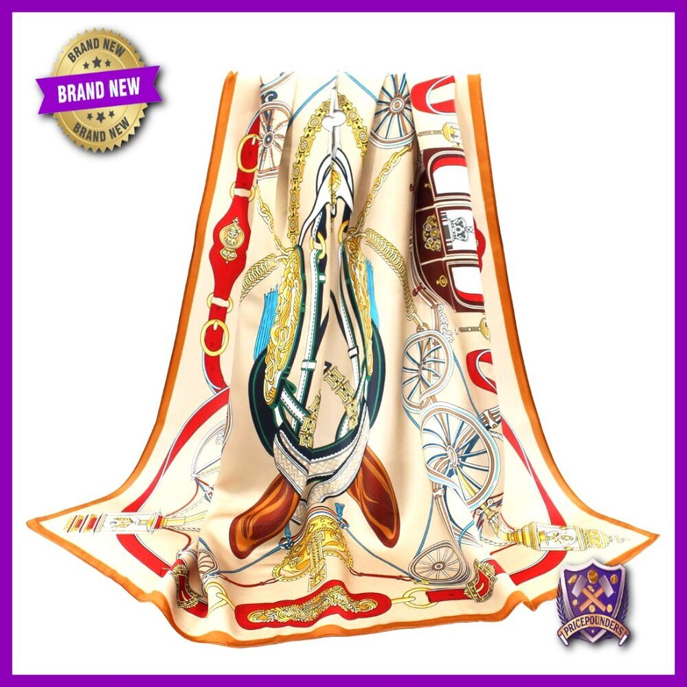 Large 35" Square Silk Scarf Head Wrap Lightweight Versatile Accessory